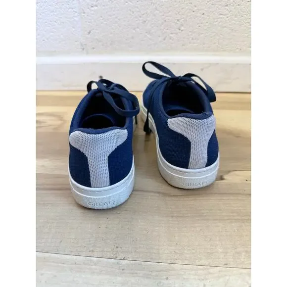 GREATS Brooklyn navy blue white Royale knit lace up sneaker shoes - Picture 7 of 12